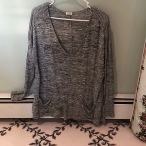 Grey low neck thin sweater
